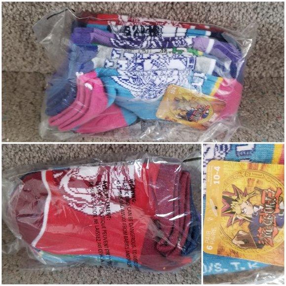 Yu-Gi-Oh! Character Card Duel 6 Pack Kids Ankle Socks (Youth size 4-10) - Picture 8 of 8